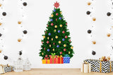 Large Christmas Pine Wall Decal with colorful ornaments and gifts, perfect holiday decoration for home interiors.