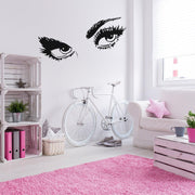 Elegant vinyl wall sticker of woman's eyes with long lashes.