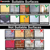 Infographic showing suitable and not suitable surfaces for wall decals, with images and checkmarks for clarity.