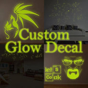 Custom glow-in-the-dark wall decals showcasing unique designs in a cozy living space.